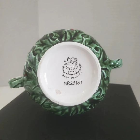 Vintage Lefton White/Green/Red Holly  Berry Holiday Creamer/Sugar bowl. - Picture 6 of 14